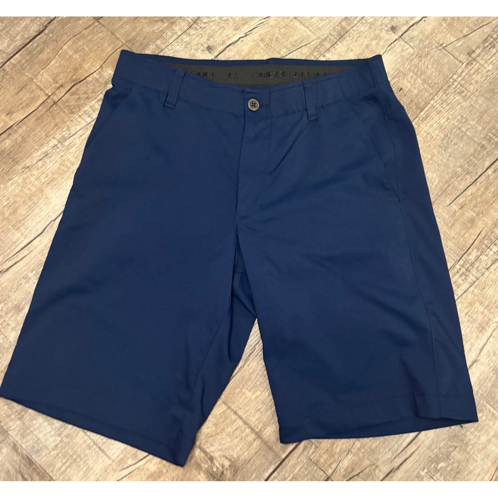 Under Armour Mens Navy Blue HeatGear Golf Shorts Size 32 Performance Flat Front